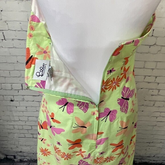 Lilly Pulitzer Womens Size 4 Dress Green Pink Butterfly Summer Halter Mini R2 - Picture 9 of 12